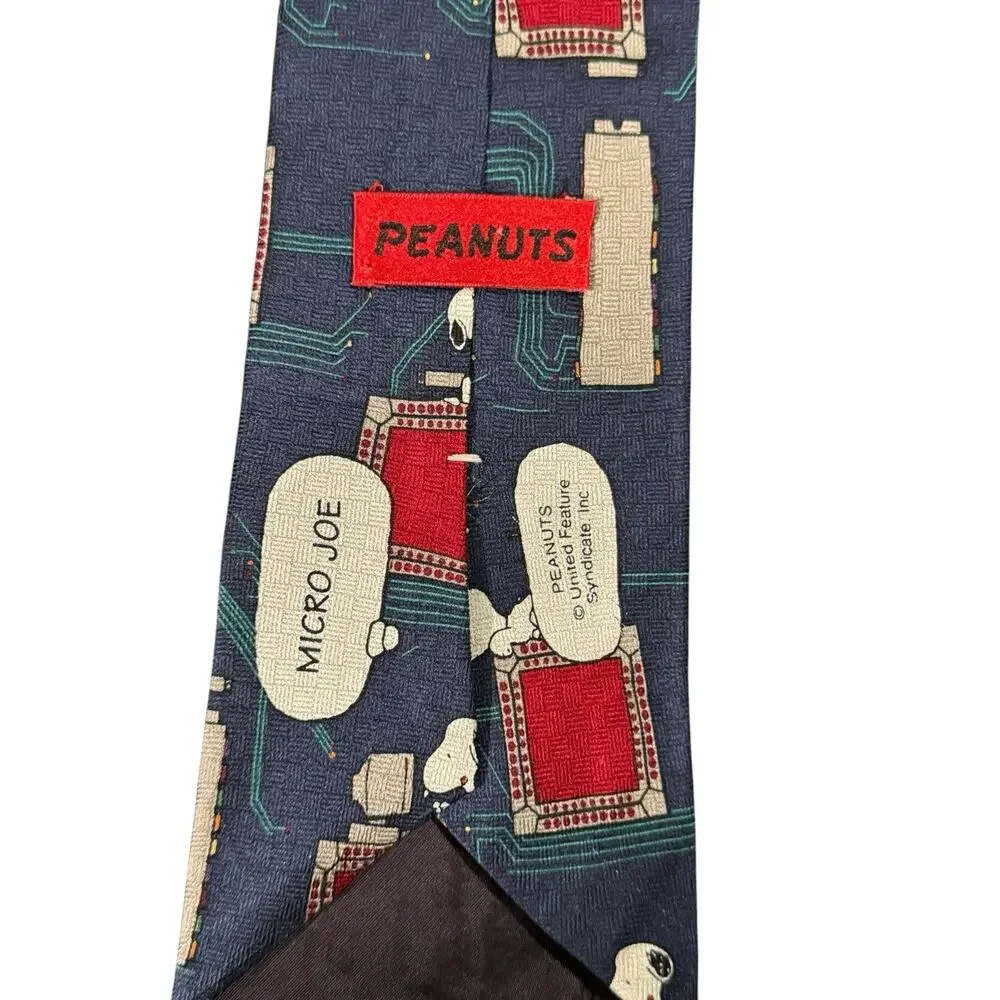 Peanuts Micro Joe Snoopy Circuit Board Computer Novelty Necktie Silk Vintage
